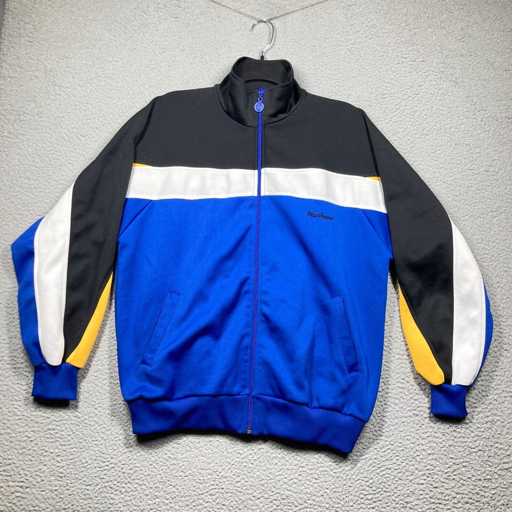 MacGregor Track Jacket Mens Medium Blue Black Colorblock Vintage‎ Full Zip